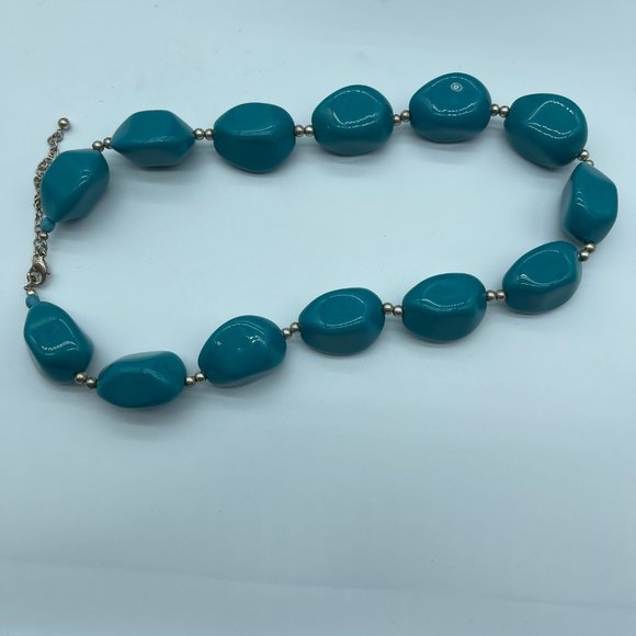 Color Black Accent Necklace OS Teal Blue Beads Costume Jewelry - Picture 7 of 8